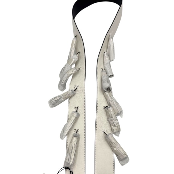 Rebecca Minkoff Sofia Optic White Leather Tassel Guitar Bag Purse Strap - Picture 3 of 16
